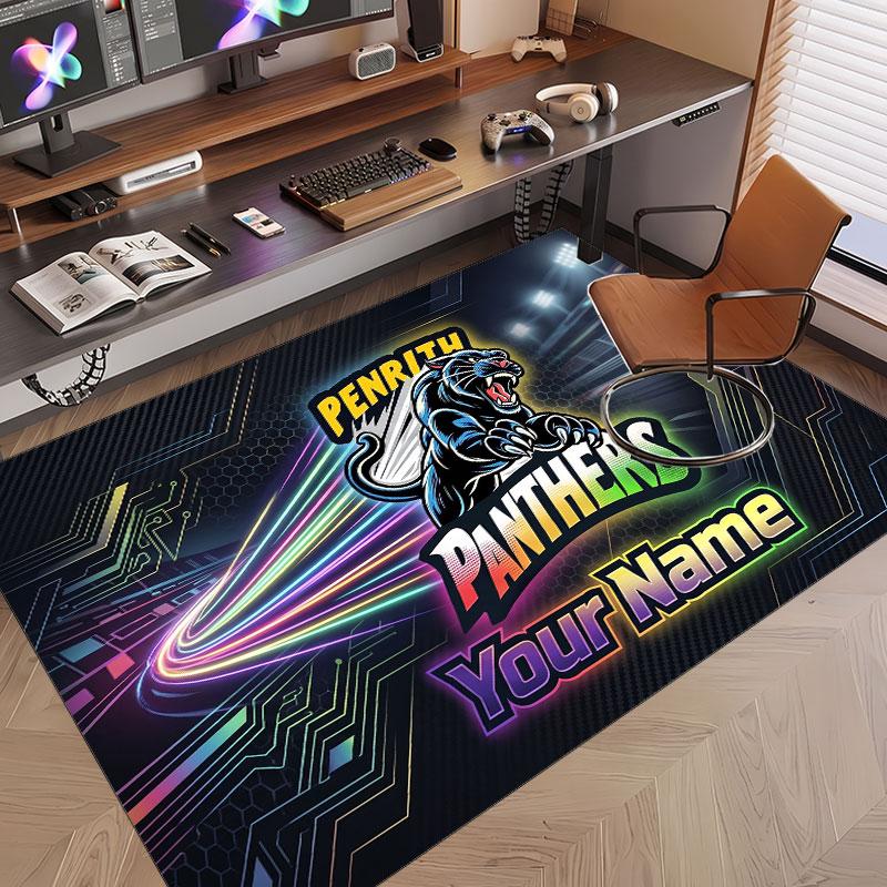 Custom Rug Penrith Panthers Pattern Print Name Text Soft Non‑Slip Floor Carpet for Home Indoor Decoration