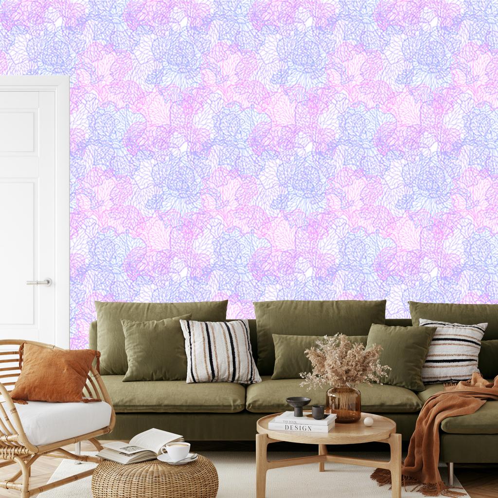 Lavender and Blue Flowers Wallpaper for Living Room and Bedroom 50x1000