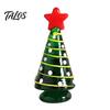 Unique Birthday Presents Glass Christmas Tree Figurine, Rotating Desk Ornament for Car Home, Stained Art Glazed Dashboard Decor & Gift Holiday Season