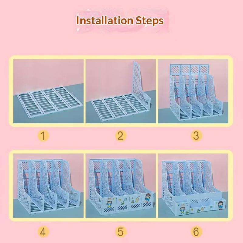 Multi-Layer A4 Document Holder Rack Pp Material Desk Organizer With Storage Box And Bookshelf For Office Supplies File Rack