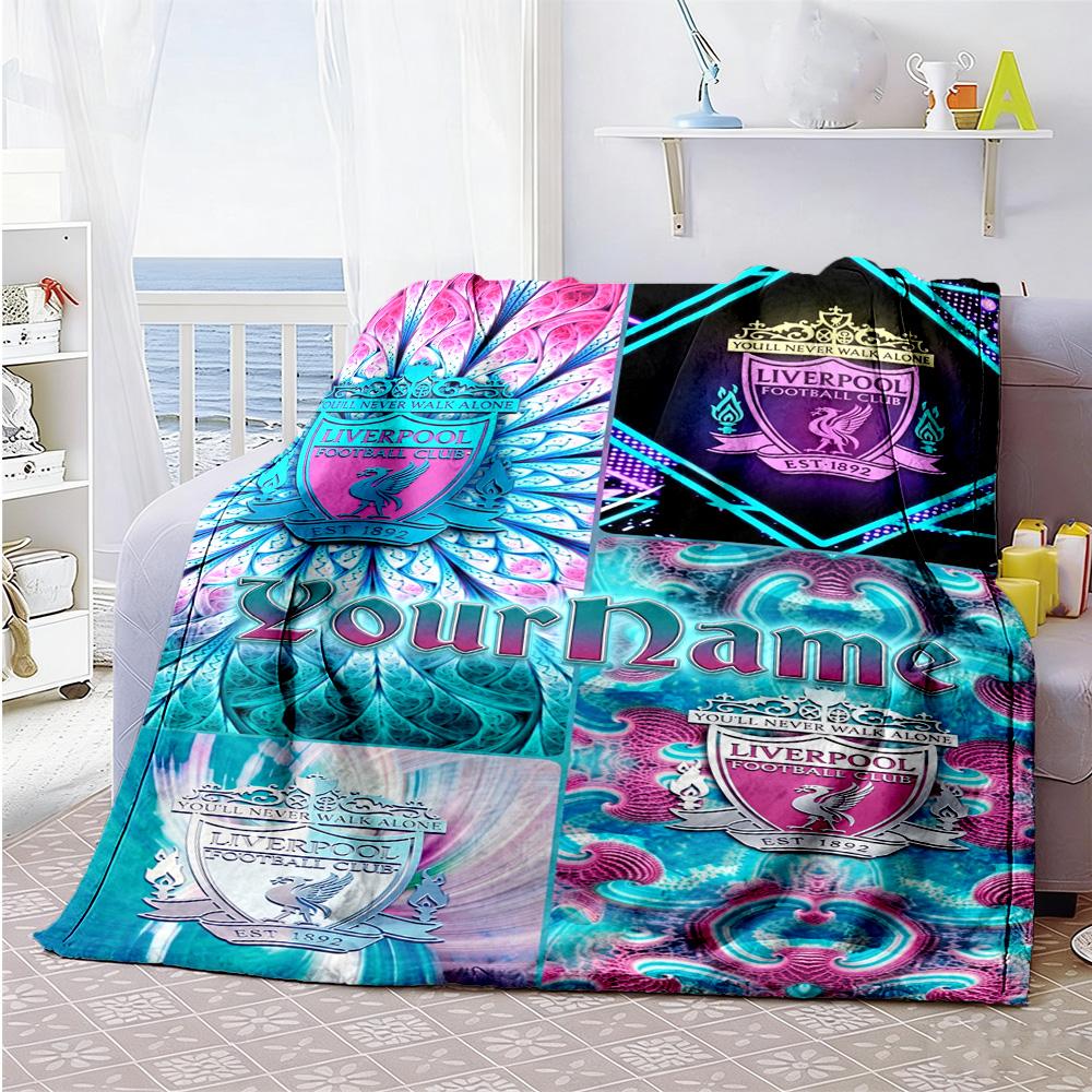 Liverpool Customize Text Blanket Cozy Personalized Blanket Soft Warm Cozy Suitable for Couch Home Decor Office Chair Bedding for All Occasions