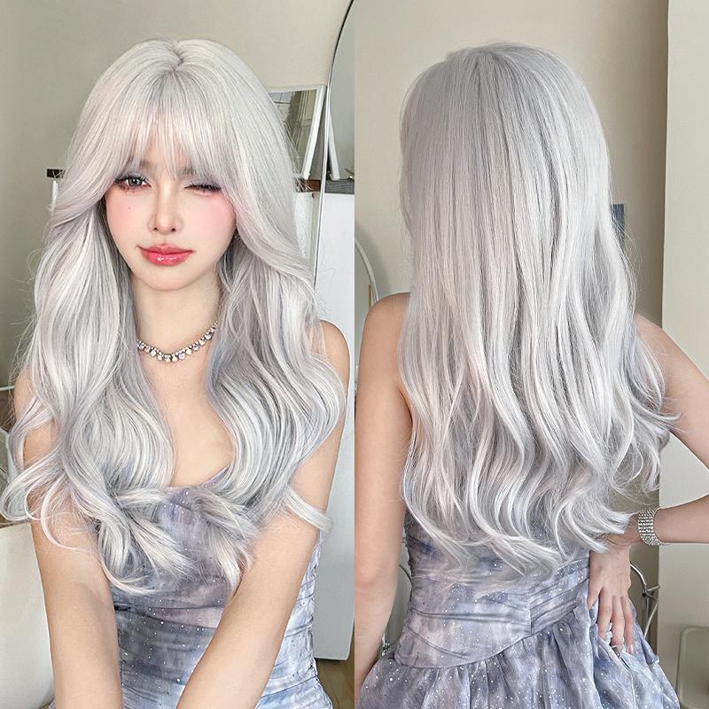 Professional  WIGS Long Body Wavy Sakura Pink Wig for Sweet Girl High Density Synthetic Loose Curly Hair Wig with Bangs Beginner Friendly