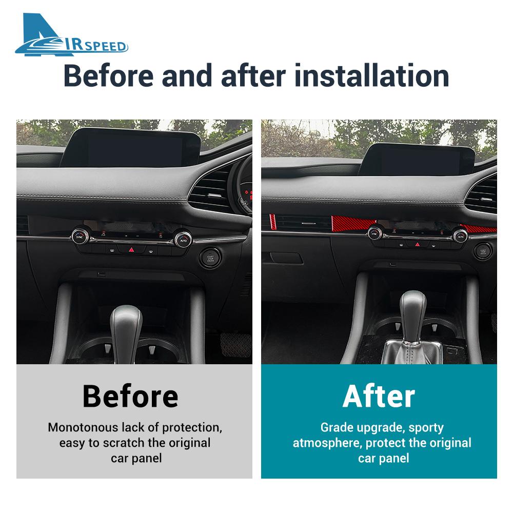 ZATR1 Real Soft Carbon Fiber Sticker For Mazda 3 BP Axela 2019 2020 2021 2022 2023 2024 2025 LHD RHD Car Center Console Accessories