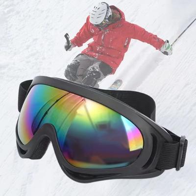 Vielseitige, winddichte Sportbrille zum Skifahren, Radfahren und Motorradfahren, robuster PC-Rahmen und -Linse, Schwarz