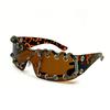 Cyberpunk Y2K Frameless Punk Flash Diamond Sunglasses Metal Ring Rivet Retro Futuristic Party Sunglasses