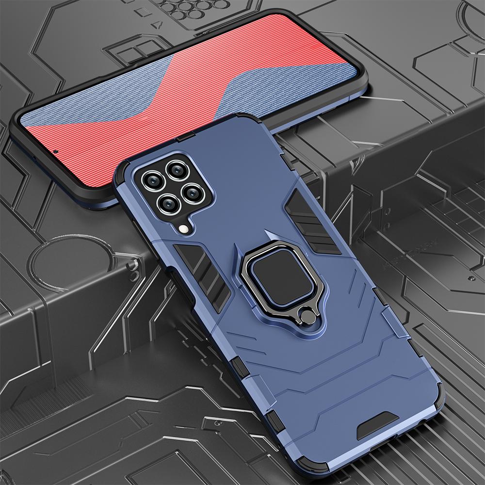 

Противоударный защитный чехол KEYSION для Samsung M53 M33 5G M62 M32 M22 M12, задняя крышка для телефона с подставкой и кольцом для Galaxy A22 A12 A42 A22S 5G for Samung M53 5G синий