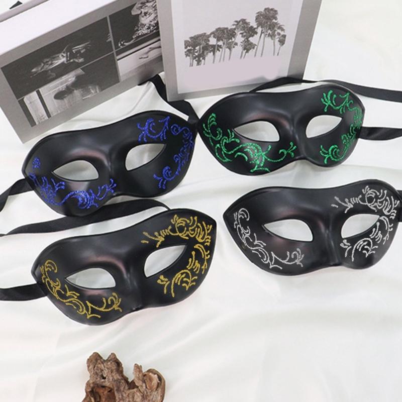 Venezianischer Stil Handbemalte Halbmaske für Kostümpartys Leichter, langlebiger Kunststoff Bequeme Passform Wiederverwendbares Rollenspiel-Accessoire