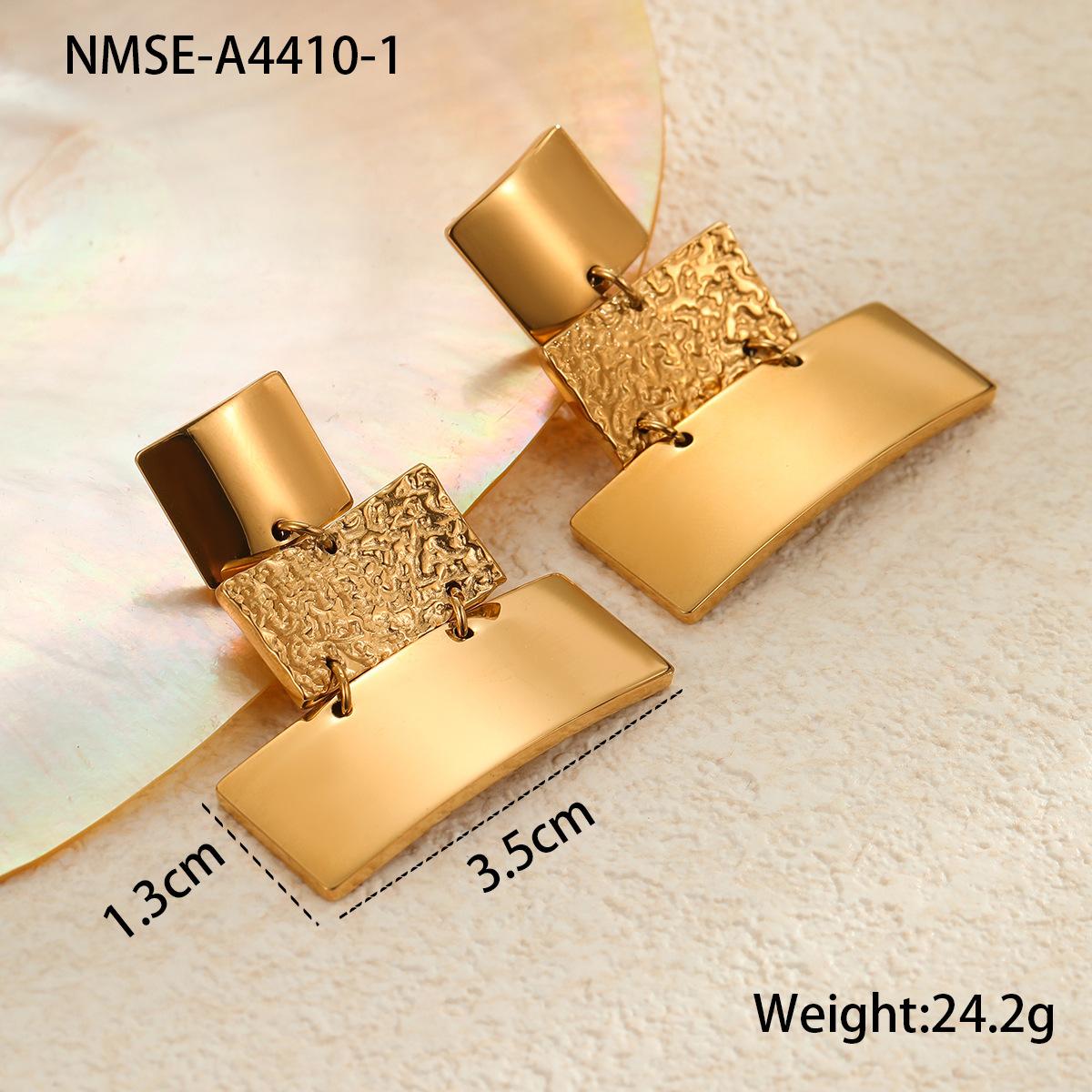 GEMCHIC Women s Luxury Gold Layered Geometric Drop Earrings, Textured Stainless Steel Statement Jewelry 18K