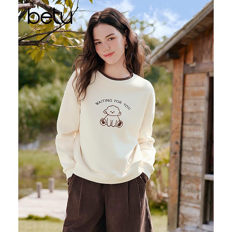 Betu Women's Faux Two-Piece Colorblock Embroidered Sweatshirt