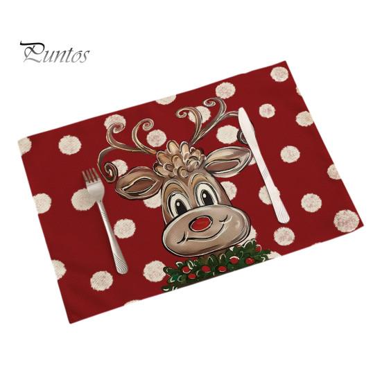 Sturdy Hemmed Table Linens Christmas Mat, Heat-Resistant Faux Linen Placemat, Non-Slip Heat Resistant Pads Washable for Holiday Dining Party Decor Non