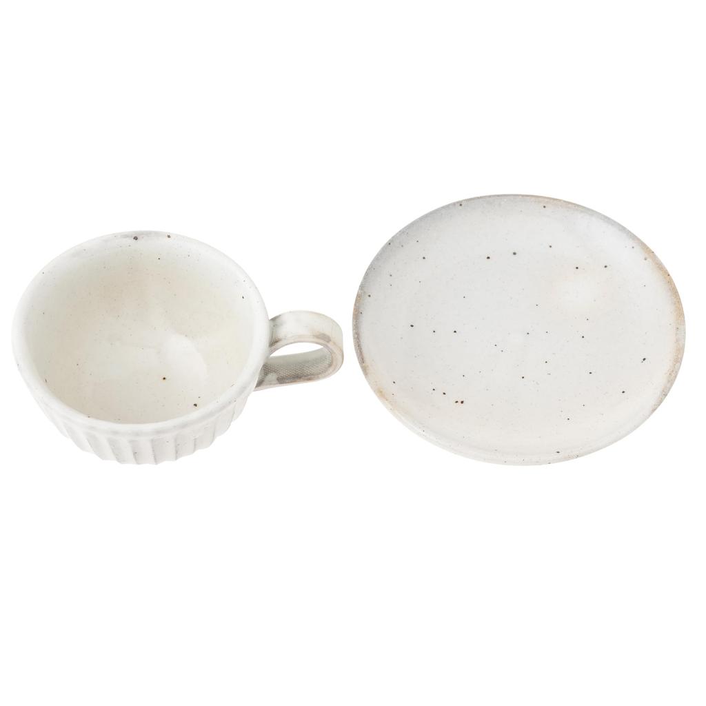 Cup and Saucer, Japanese Tableware, Powdered Finish, Kegimi (C/S), Mino Ware, Made In Japan, 10309