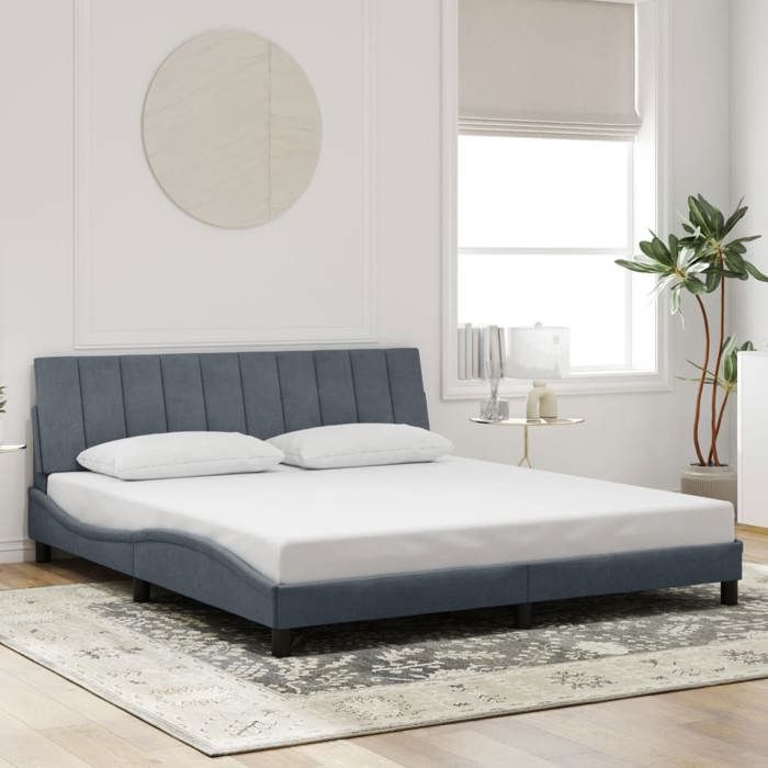 VidaXL Cadre de Lit avec Tête de Lit, Lit Rembourré, Sommier à Lattes, Lit Double, Lit Adulte de Chambre à Coucher 3207862