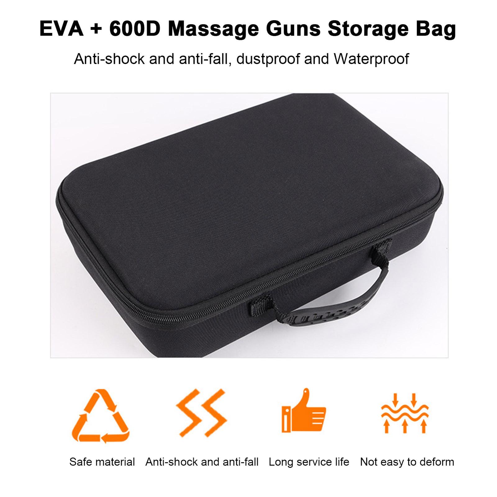 

Massage Storage Bag, EVA and 600D Fabric, Shockproof Case for 1 Massage , 4 Heads, 1 Adapter with Hand Strap, Waterproof, Dustproof, Portable