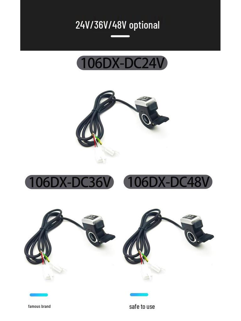 Five-star 106DX Electric Bike Throttle: Thumb Twist Grip Speed Controller with Dial