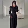 Cross-border 2026 Autumn New Black Waist Suit Suit Women's Niche Waist Seal Top Wide-leg Pants 
