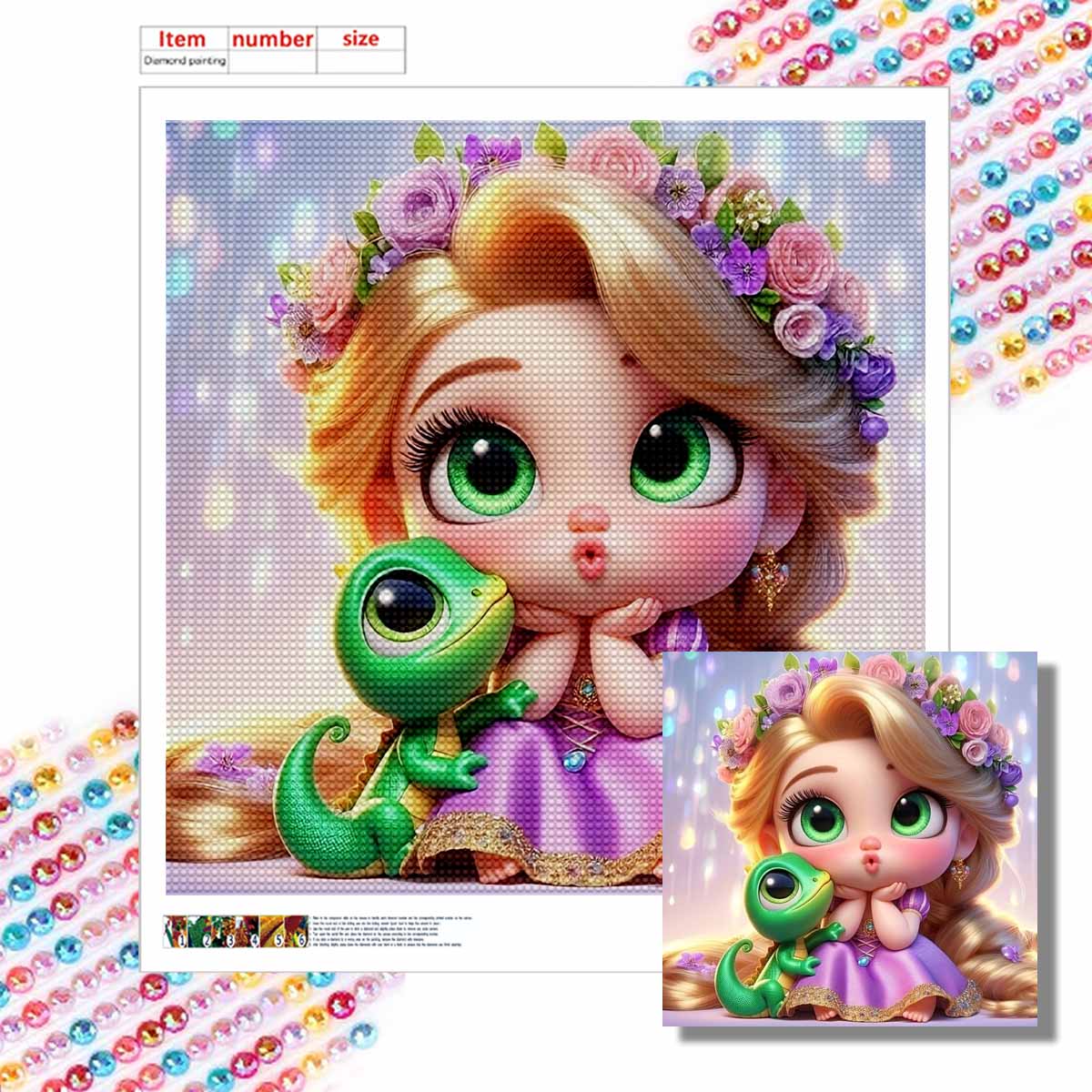 

Алмазная живопись своими руками Круглые алмазы Эльза и Маленькая ящерица Полная алмазная мозаика Украшение для дома Живопись Набор для вышивания крестом Round 20x20cm