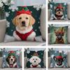 Christmas Puppy Dog Pillow Case Plush Fabric Soft Pillowcase Double Sided Print Cushion Cover Household Gifts