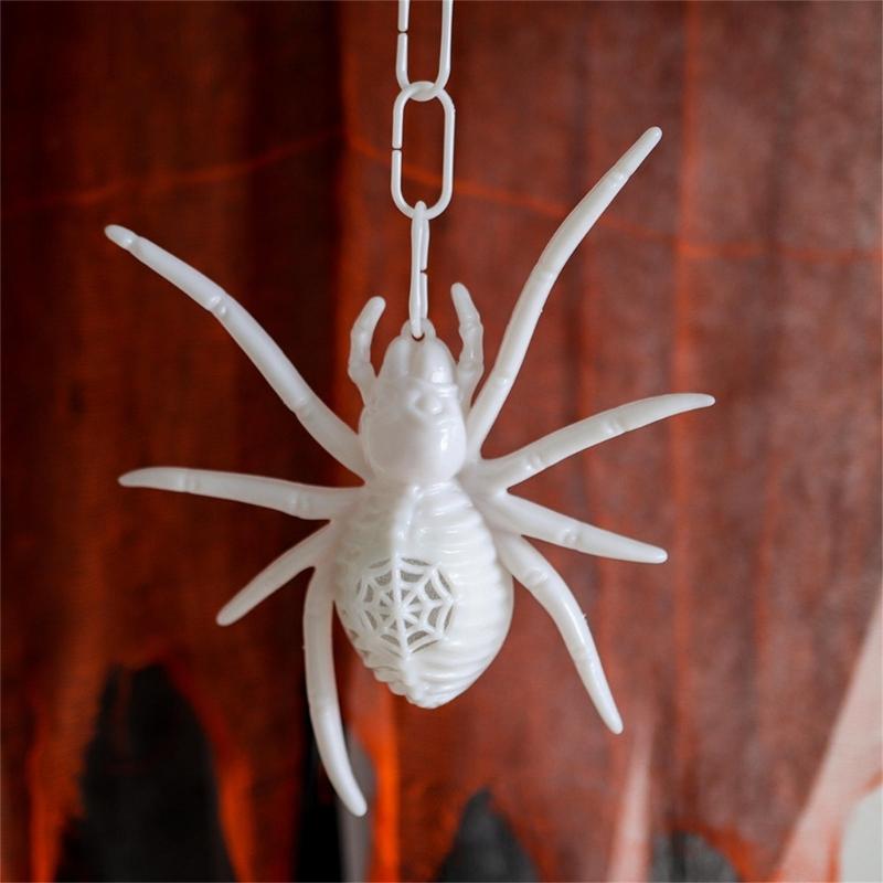 Fake Spiders Halloween Pendant Luminous Ornament Glowing Light Up Spiders for Spooky Decorations Luminous Decor
