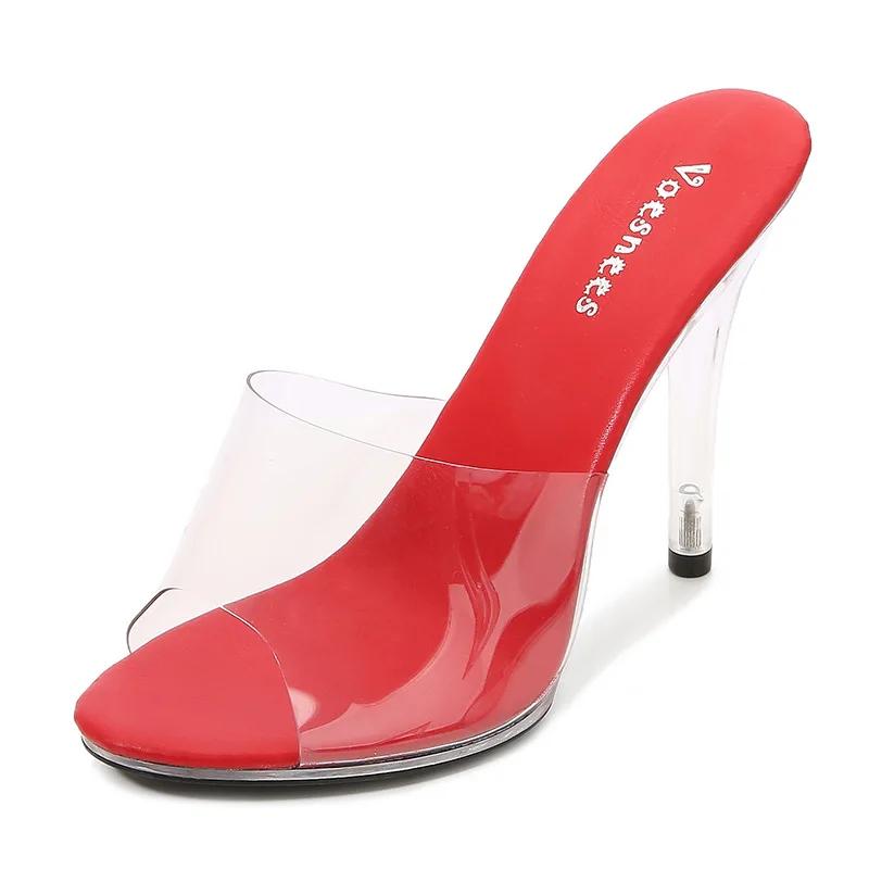 Fashion 2025 New 35-43 Sexy Super High Heels 11CM High Nightclub Transparent Sandals Sex Shoes Large Size Shoes
