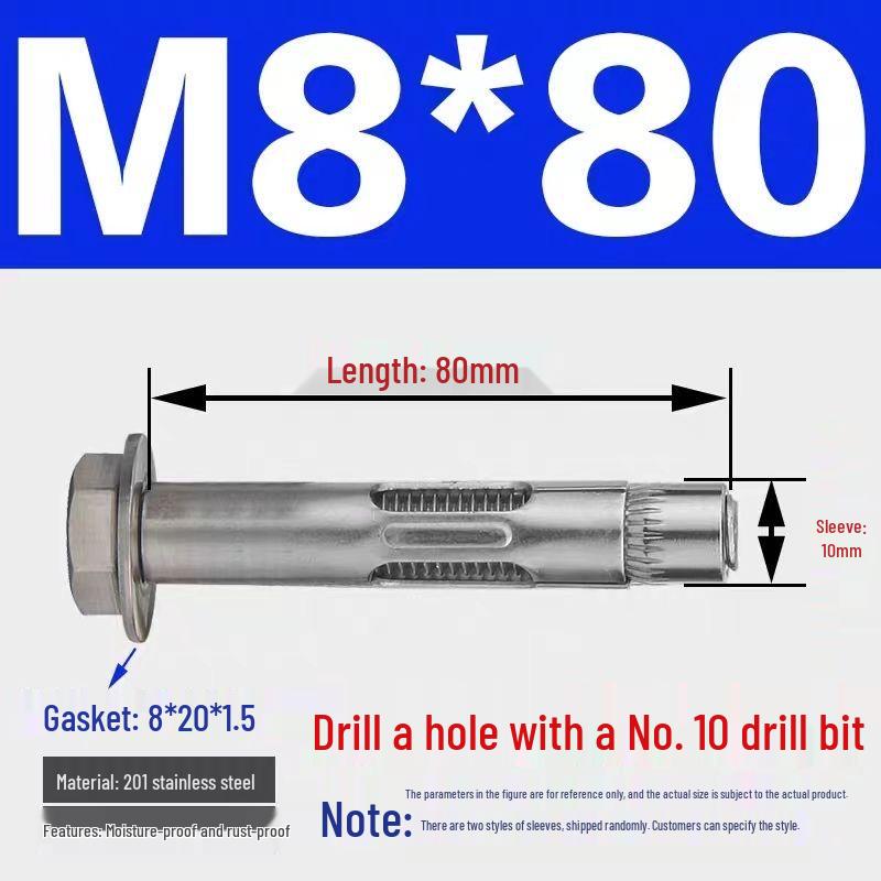 Stainless Steel Expansion Bolt with External Hex & Built-in Hole
