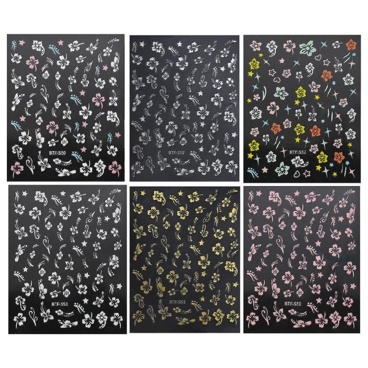 6 Sheets Flower Nails Art Stickers Self-Adhesive Nails Decals Manicures Stickers Flower Nail Stickers 1