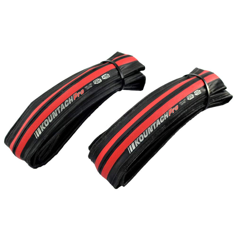 

KENDA Kountach K1092 700 x 23C Road Bike Bicycle Folding Tire Black and 2 KD2001 Tire, Red, Tire,