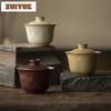 120ml Coarse Pottery Handmade Covered Bowl Japanese Boutique Small Gaiwan Elegant Tea Tureen Tea Maker Drinkware Collection Gift