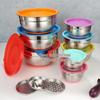 American-Style Silicone-Lidded Salad Bowl Set - Stainless Steel, Multi-purpose for Cooking, Baking, and Egg Beating.