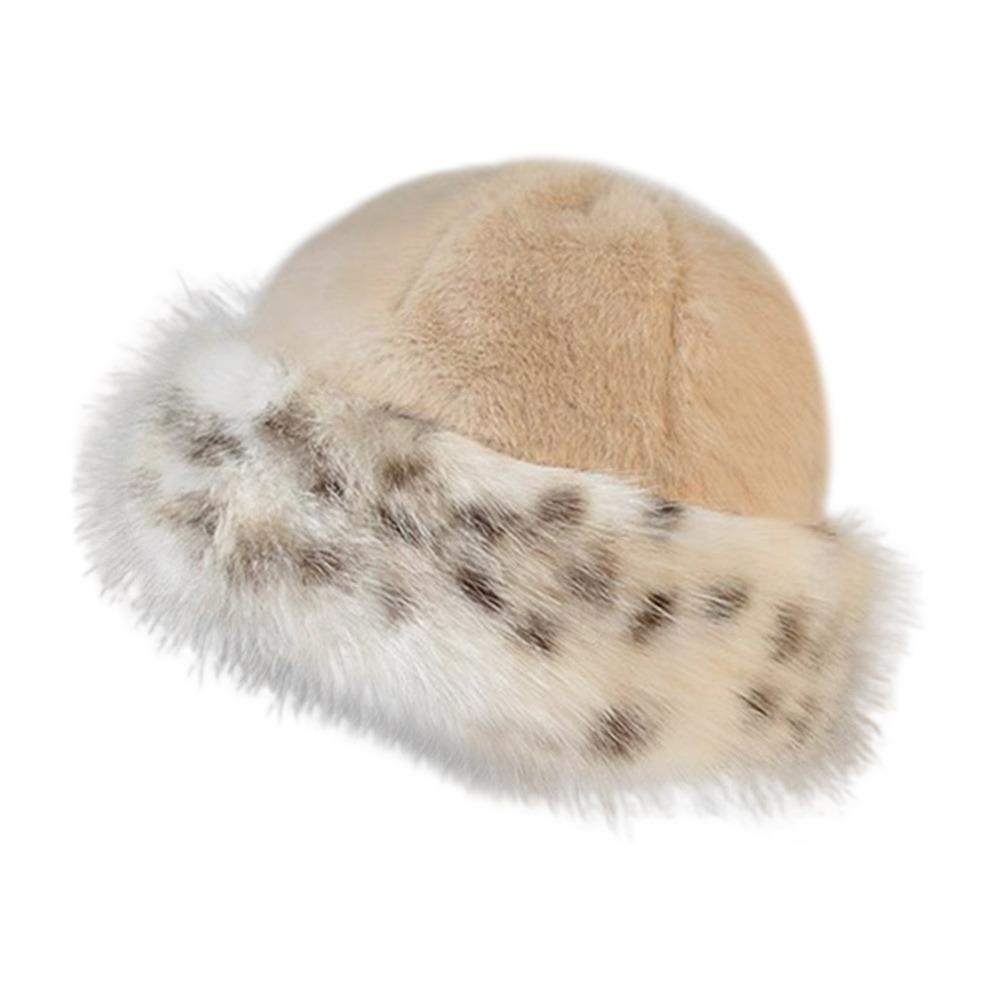 Windproof Faux Fur Bucket Hat Thick Furry Winter Panama Basin Cap Plush Fisherman Hat Winter