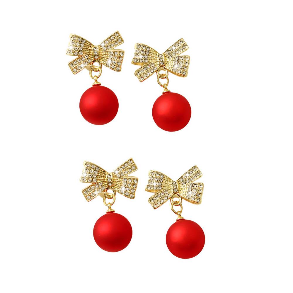 1pair/2pairs Gold Pearl Bow Earrings for Women Ribbon Dangle Drop Stud Earrings Silver Dainty Faux Pearl Earrings for Women Jewelry for Mom Her