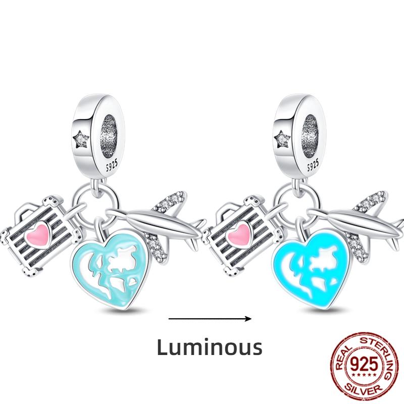 Copper Ocean Series Octopus Turtle Luminous Charms Fit 4Mm Hole Diameter Bracelet Charm Beads Necklace Diy Female Jewelry