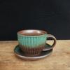 Striped Coffee Cup And Saucer Set, Retro Kiln Change Coffee Cup Creative Ceramic Cup Light Luxury Afternoon Tea Coarse Pottery Cup