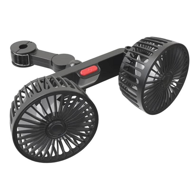 

3-скоростной охлаждающий вентилятор для спинки автомобильного сиденья, USB-зарядка, двойной вентилятор с вращением на 360 градусов, кулер для шеи, летние автомобильные аксессуары