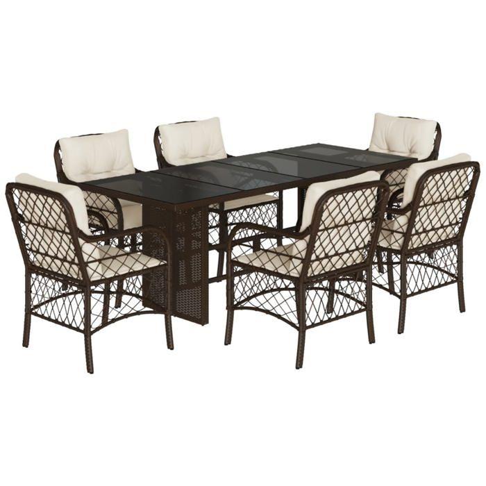 VidaXL 7-Piece Garden Dining Set with Cushions, Patio Table and Chairs, Patio Furniture, Outdoor Furniture, 3212058