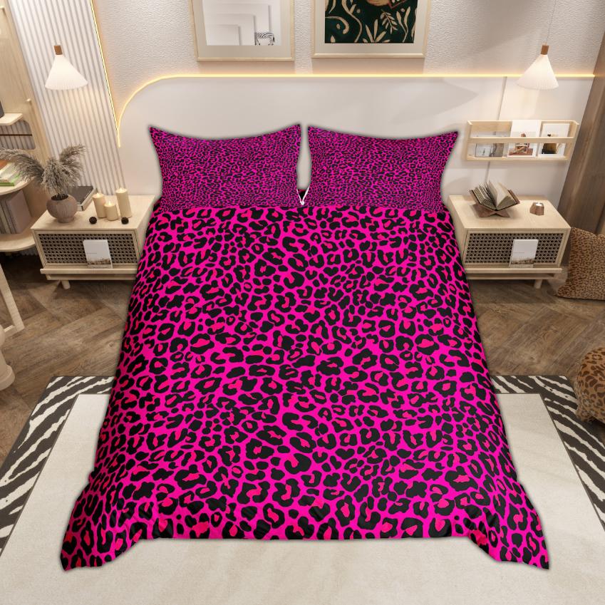 Homewish Brown Cheetah Print Duvet Cover Set Chic Leopard Printed Quilt Cover Set Jungle Animal Theme Bedding Set
