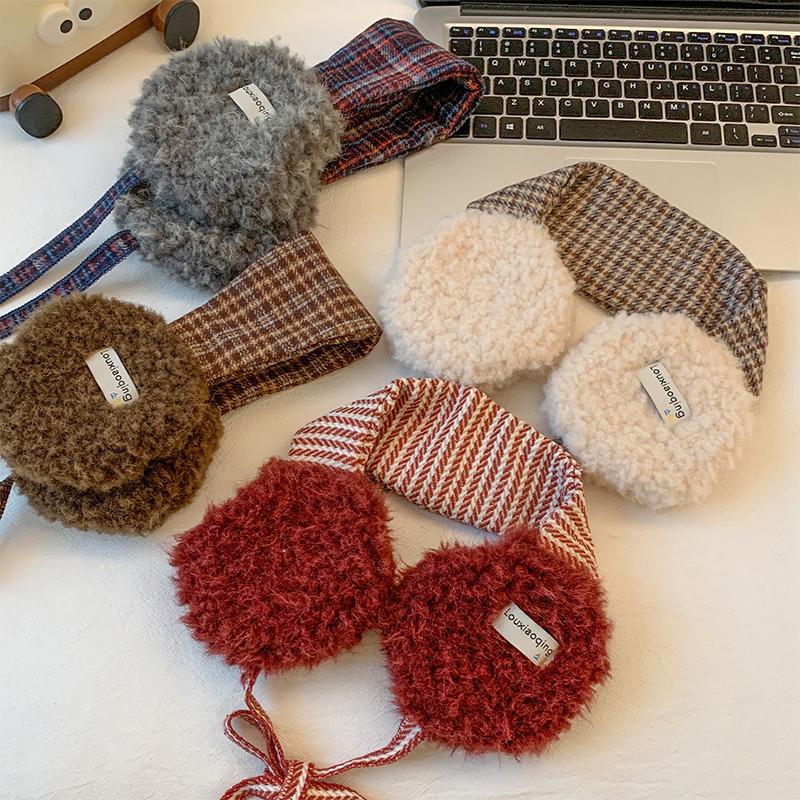 Fashion Cute Rolled Plush Earmuffs For Women New Winter Style For Outdoor Cold Protection Thickened Warm Earmuffs With Straps