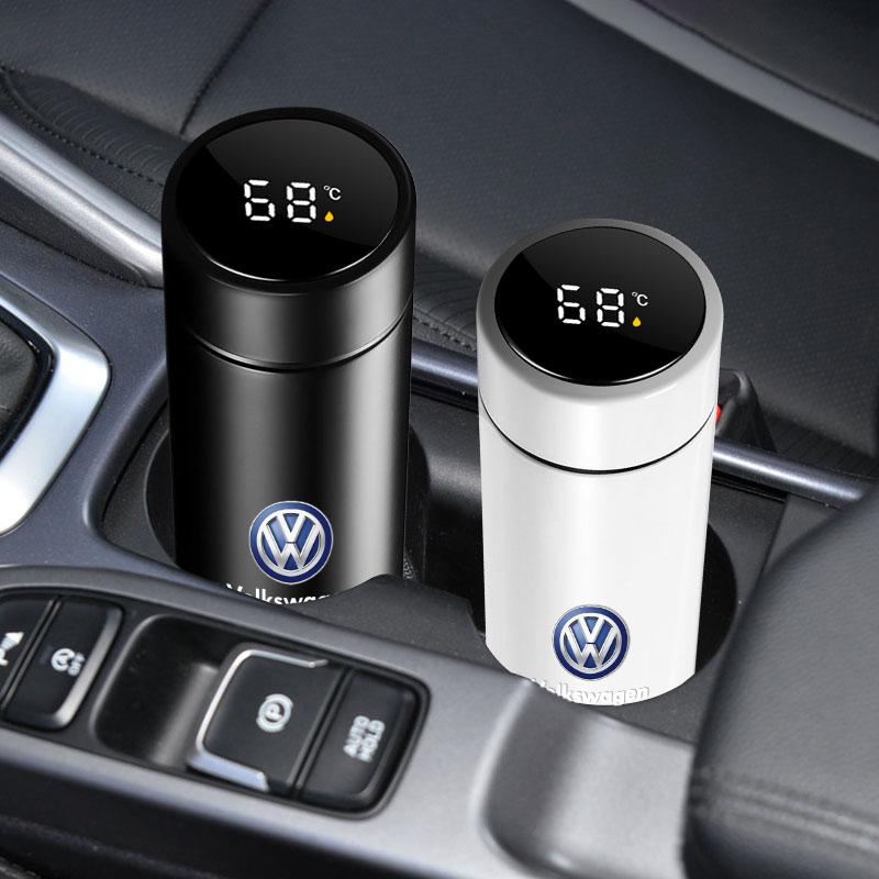 500ml Stainless Steel Car Emblem Intelligent Temperature Cup Coffee Cup For VW Polo Golf Jetta Beetle CC Tiguan Touran Passat MK7 MK5 B5 B6