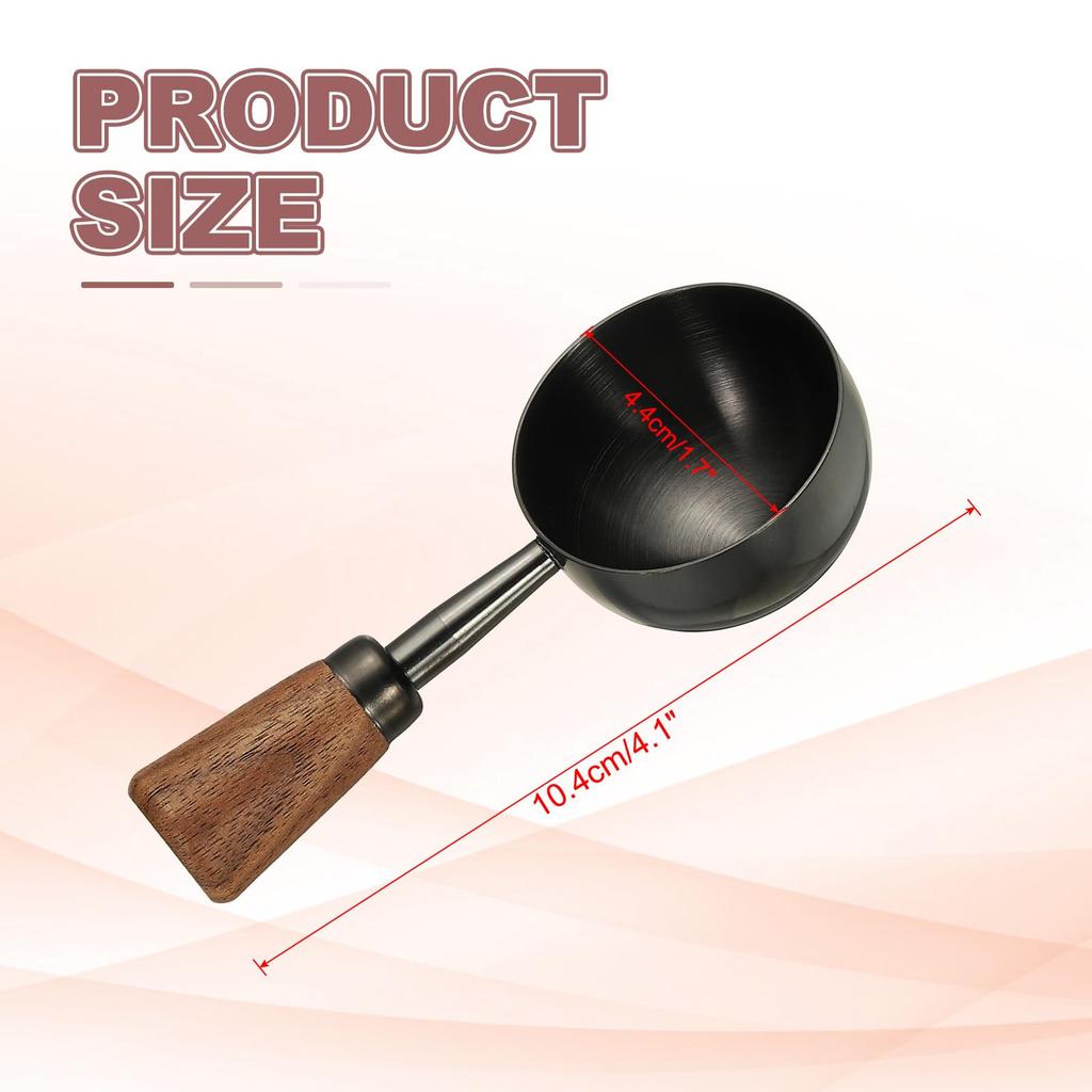 Uxcell Coffee Measuring Spoon, 1.4" X 0.8" 30ml Stainless Steel Coffee Scoop with Wooden Handle for Ground Coffee or Tea, Black