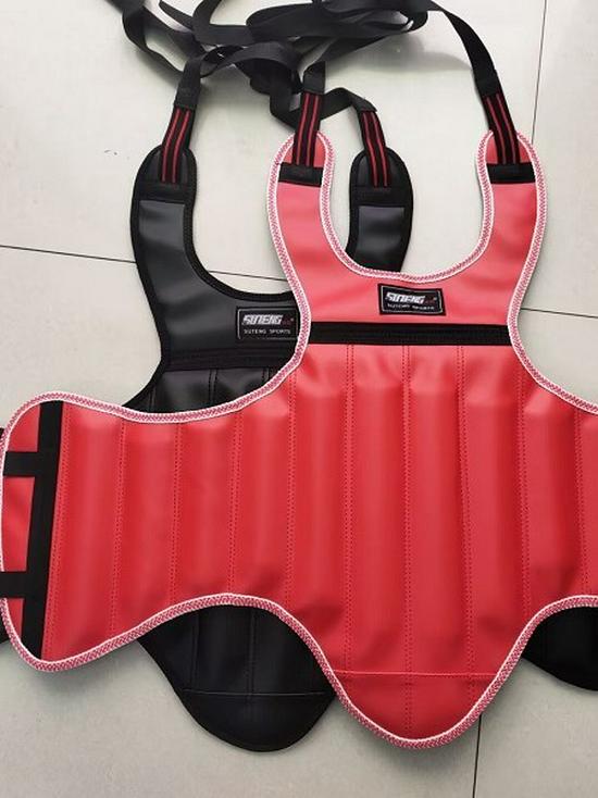 PVC Faux Leather Sanda Chest Protector Medium - Combat Martial Arts Training Armor красный