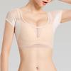 Women Tops Low-Collar Short Sleeve Shoulder Padded Tops Reusable Ergonomic Pads Washable See-through