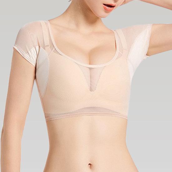 Women Tops Low-Collar Short Sleeve Shoulder Padded Tops Reusable Ergonomic Pads Washable