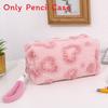 Cute Pink Plush Pen Case With Spacious Design For Girls Stationery Organizer For School Use