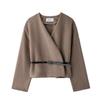 Kaslead New Arrival Women's Clothing Fashion Style with Belt Soft V-neck Long Sleeves Jacket Outwear 1255837