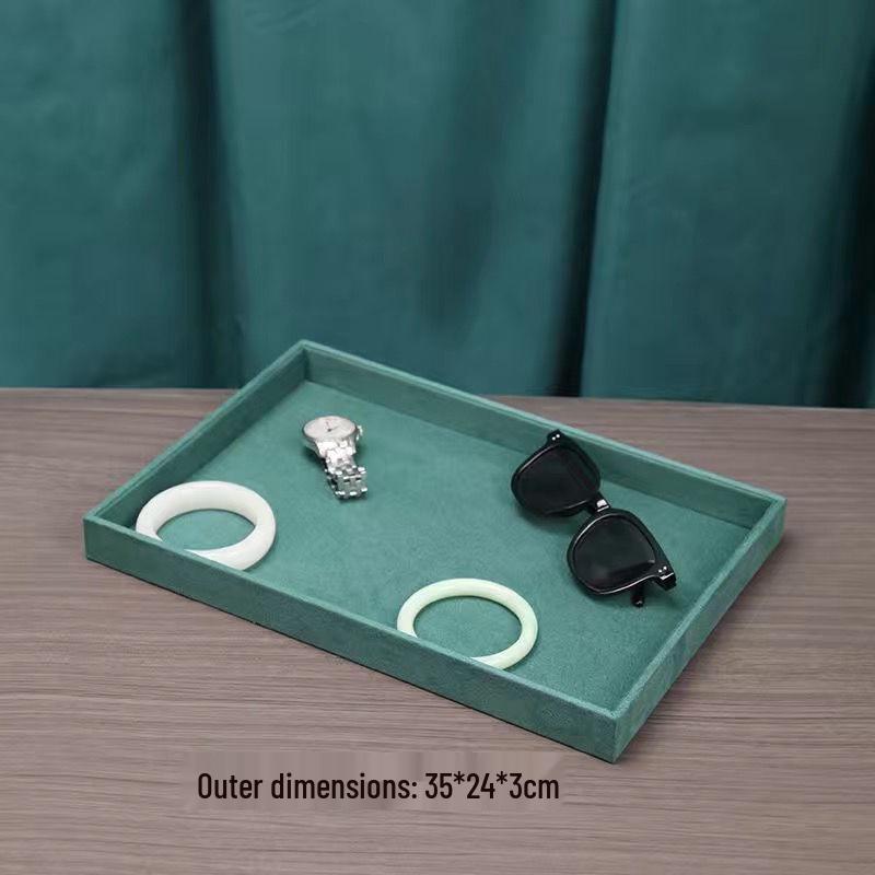 Velvet Dark Green Jewelry Display Tray for Rings, Necklaces, and Earrings