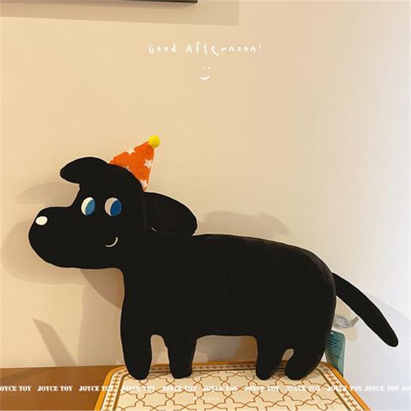 Quirky Black Dog Pillow, Cute Frog Plush, Yellow Duck Cushion for Sofa, Women’s Niche Doll Toy.