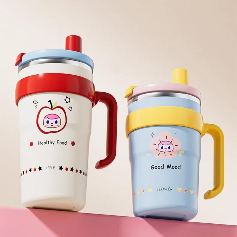 Double Drink Vacuum Cup Large Capacity Cold Water Mug Portable Suction Tube Cup  Drinkware