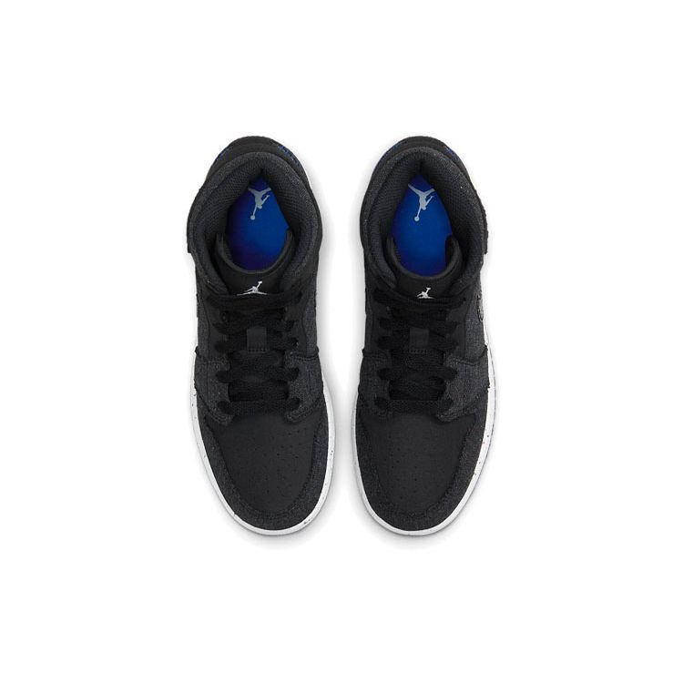 Air Jordan 1 Mid SE GS Crater Kids Sneakers Black Racer-Blue White DM4334-001