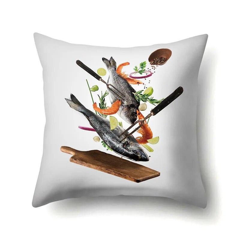 Cooking Food Pillowcase Cartoon Pattern  Lumbar Pillow Sofa   Cushion