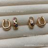V Gold High Polished Earrings Color Gemstone Jewelry Women