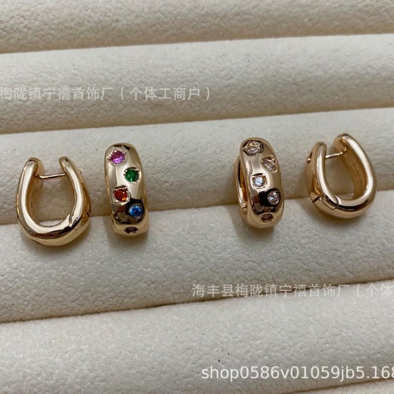 V Gold High Polished Earrings Color Gemstone Jewelry Women